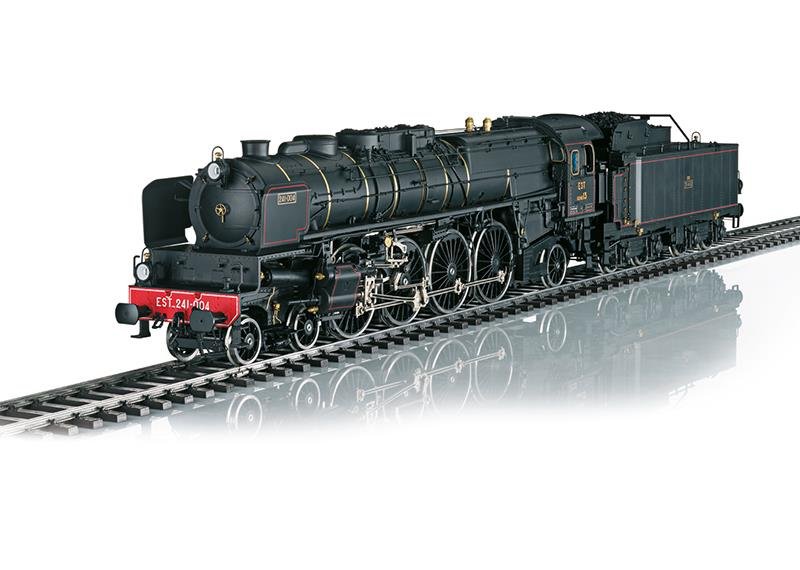 Locomotiva a vapore Märklin 55086 Classe 13 in scala 1: livrea nera con tender separato, doppio fanale a cherosene, fotografia ufficiale del costruttore su fondo bianco.